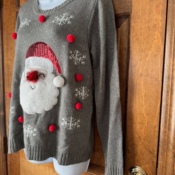 Karen Scott Gray Santa Claus Sweater Medium - Picture 5 of 11